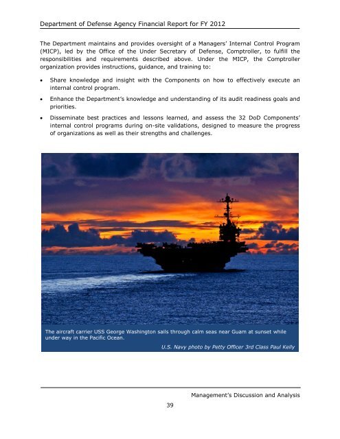 department of defense agency financial report fiscal year 2012