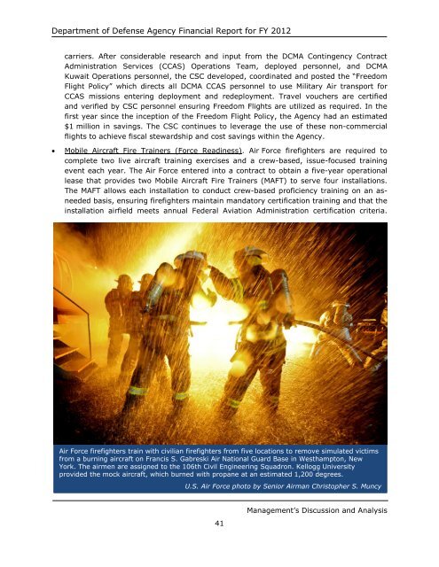 department of defense agency financial report fiscal year 2012