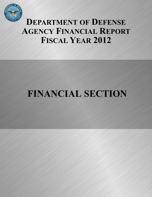 department of defense agency financial report fiscal year 2012