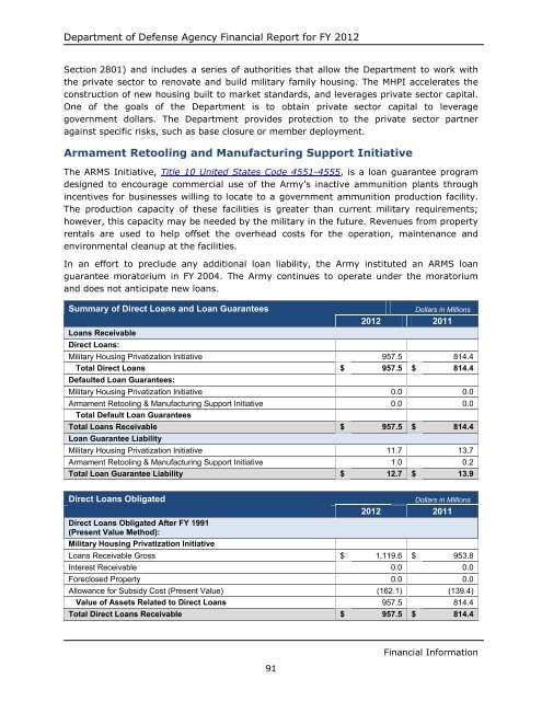 department of defense agency financial report fiscal year 2012