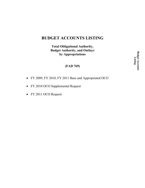 financial summary tables - Office of the Under Secretary of Defense ...