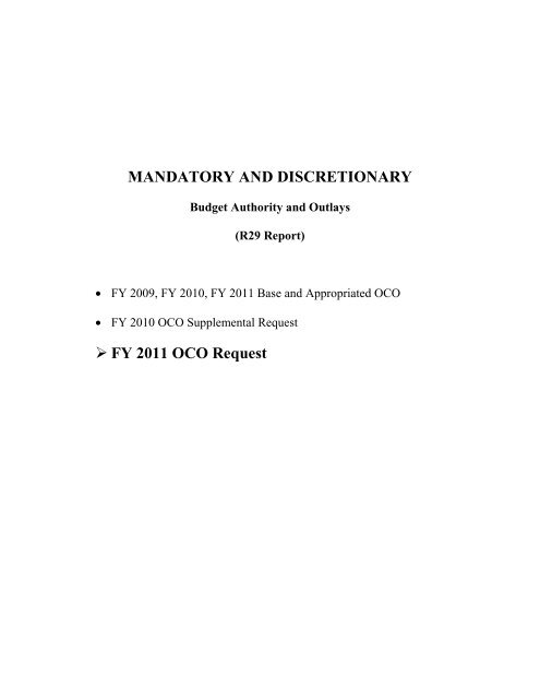 financial summary tables - Office of the Under Secretary of Defense ...