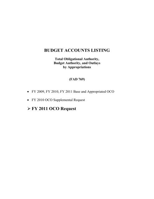 financial summary tables - Office of the Under Secretary of Defense ...