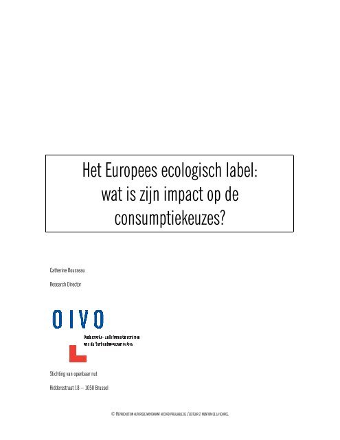 Het Europees ecologisch label: wat is zijn impact op de ... - Ecolabel