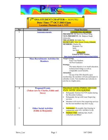 2nd OSA meeting