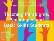 Teaching Paradigms, Pedagogies and Basic Skills Students