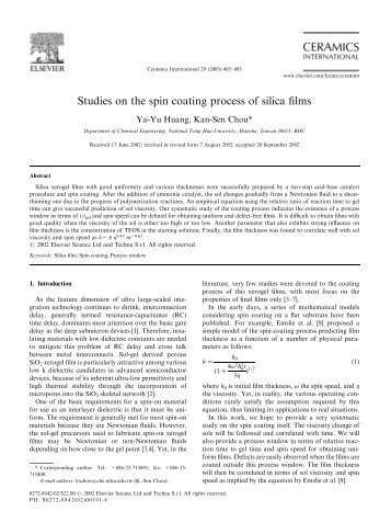 Studies on the spin coating process of silica films