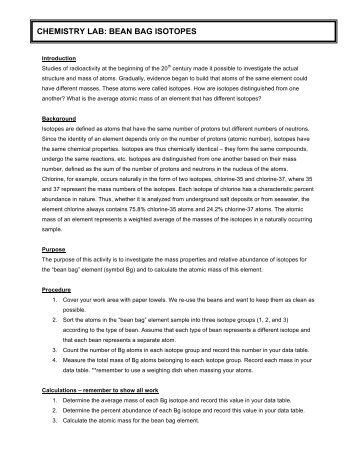 CHEMISTRY LAB: BEAN BAG ISOTOPES