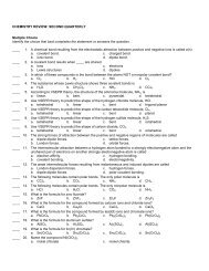 CHEMISTRY REVIEW: SECOND QUARTERLY Multiple Choice ...