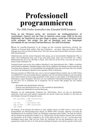 Professionell programmieren Per XMS-Treiber kontrolliert das ...