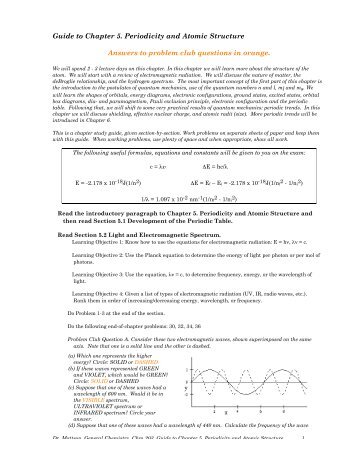 Guide to Chapter 5. Periodicity and Atomic Structure ... - Mattson