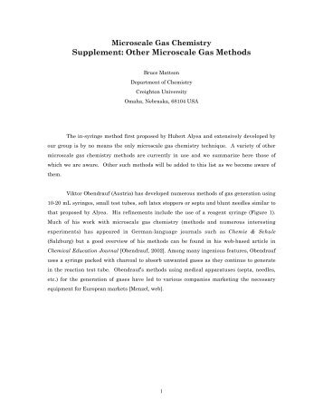 Other Microscale Gas Methods - Mattson - Creighton University