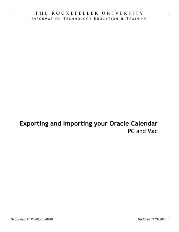 Exporting and Importing your Oracle Calendar - The Rockefeller ...