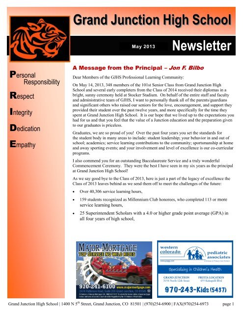 may newsletter - Grand Junction High School