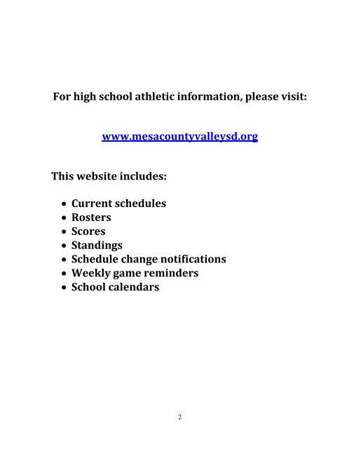 Parent / Athlete Handbook - Grand Junction High School