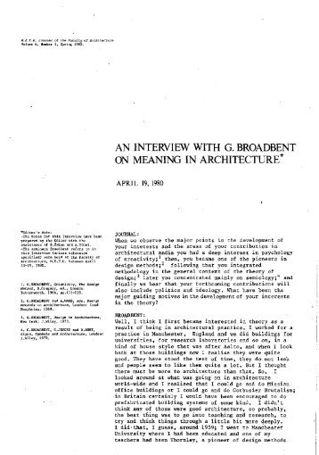 an interview with g. broadbent on meaning in architecture