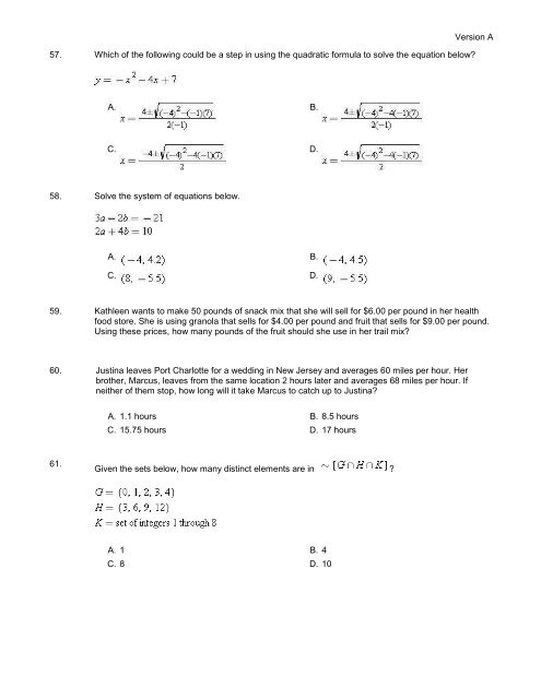 Algebra EOC Practice Test