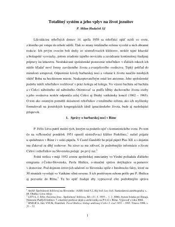 Príspevok o internom živote jezuitskej rehole - Jezuiti