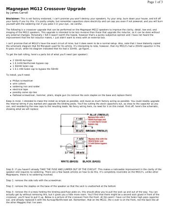 Magnepan MG12 Crossover Upgrade - Audience