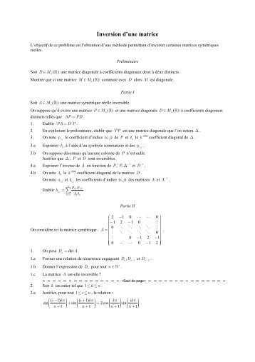 2 semblables matrices Problème  leur Matrices semblables inverse  à