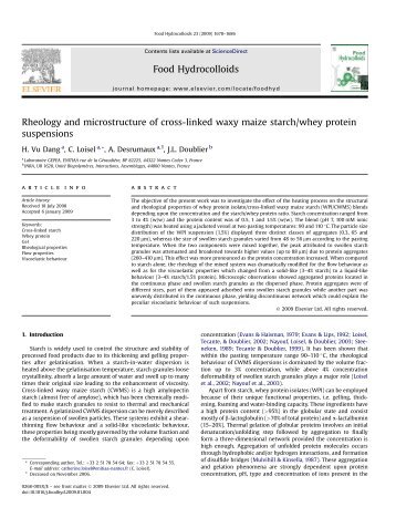 Rheology and microstructure of cross-linked waxy maize starch ...