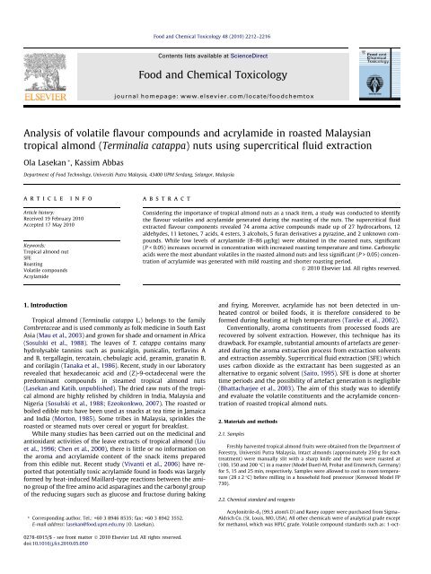 Analysis of volatile flavour compounds and acrylamide in roasted ...