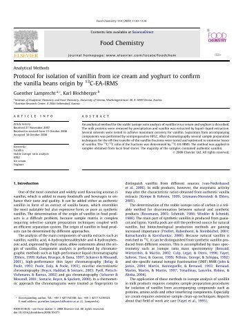 Protocol for isolation of vanillin from ice cream and yoghurt to ...