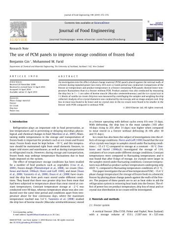 The use of PCM panels to improve storage condition of frozen food