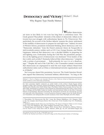 Democracy and Victory Michael C. Desch - Belfer Center for Science ...