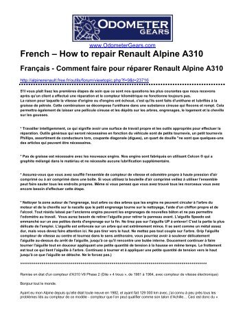 French – How to repair Renault Alpine A310 - Odometer Gears
