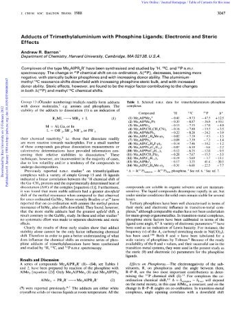 Adducts of trimethyaluminium with phosphine ligands - Barron ...