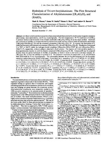 Hydrolysis of Tri-tert-butylaluminum - Barron Research Group - Rice ...