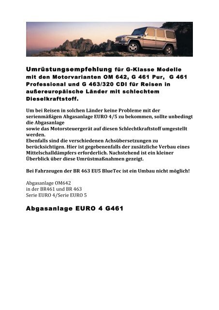 Umrüstungsempfehlung - Mercedes-Benz Geländewagen-Club eV