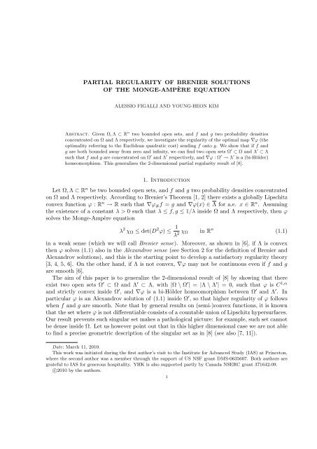 Partial regularity of Brenier solutions of the Monge-Ampère equation