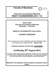 Financial Accounting & Reporting Coursework - Faculty of Business