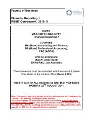 Faculty of Business Financial Reporting 1 RESIT Coursework 2010-11