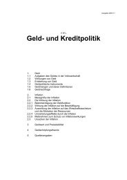 Geld- und Kreditpolitik, Geldmenge, Inflation - Aklimex.de