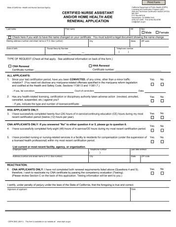 New York State Nursing Home Nurse Aide Registry Application New York State Nursing Home Nurse Aide Registry Application