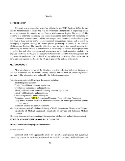 The role of contractual arrangements in improving health sector ...