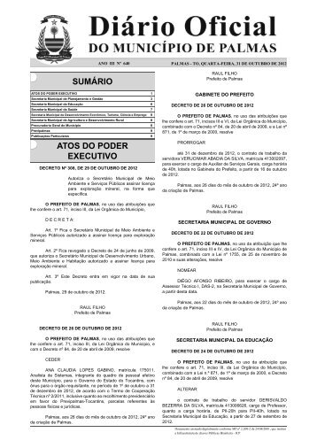 Secretaria Municipal da Educação - Diário Oficial de Palmas ...