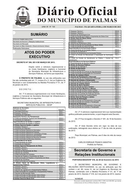 Secretaria de Governo e Relações Institucionais - Diário Oficial de ...