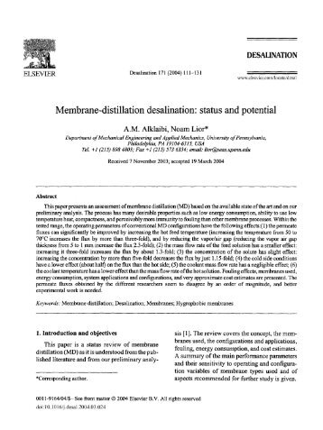 Membrane-distillation desalination: status and potential