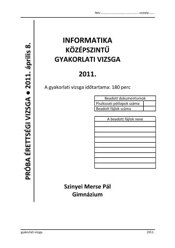 informatika középszintű gyakorlati vizsga 2011.