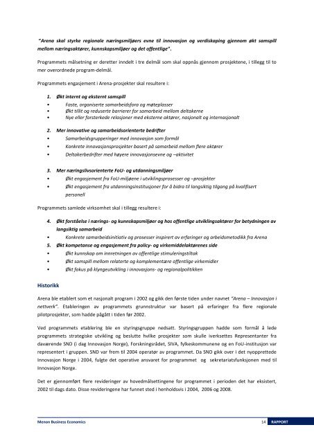 evaluering - Arena-programmet