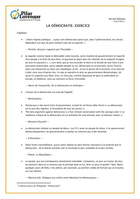 La Democratie Exercice