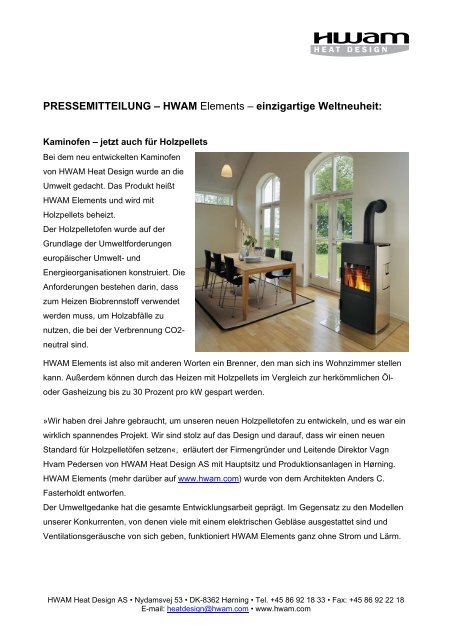 Einzigartiges Weltneuheit - HWAM