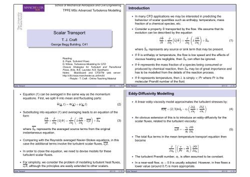 Scalar Transport - Turbulence Mechanics/CFD Group