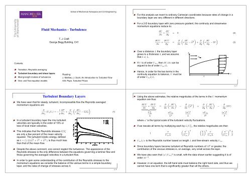 Fluid Mechanics - Turbulence Turbulent Boundary Layers