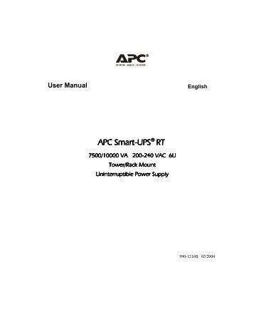 APC Smart APC Smart-UPS® RT - APC Media