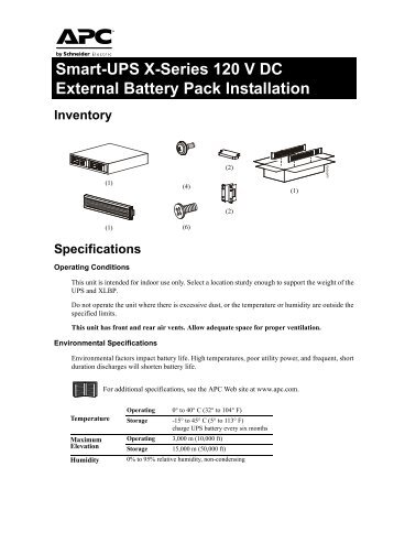 APC Smart-UPS X External Battery Pack User's Manual - ExcessUPS